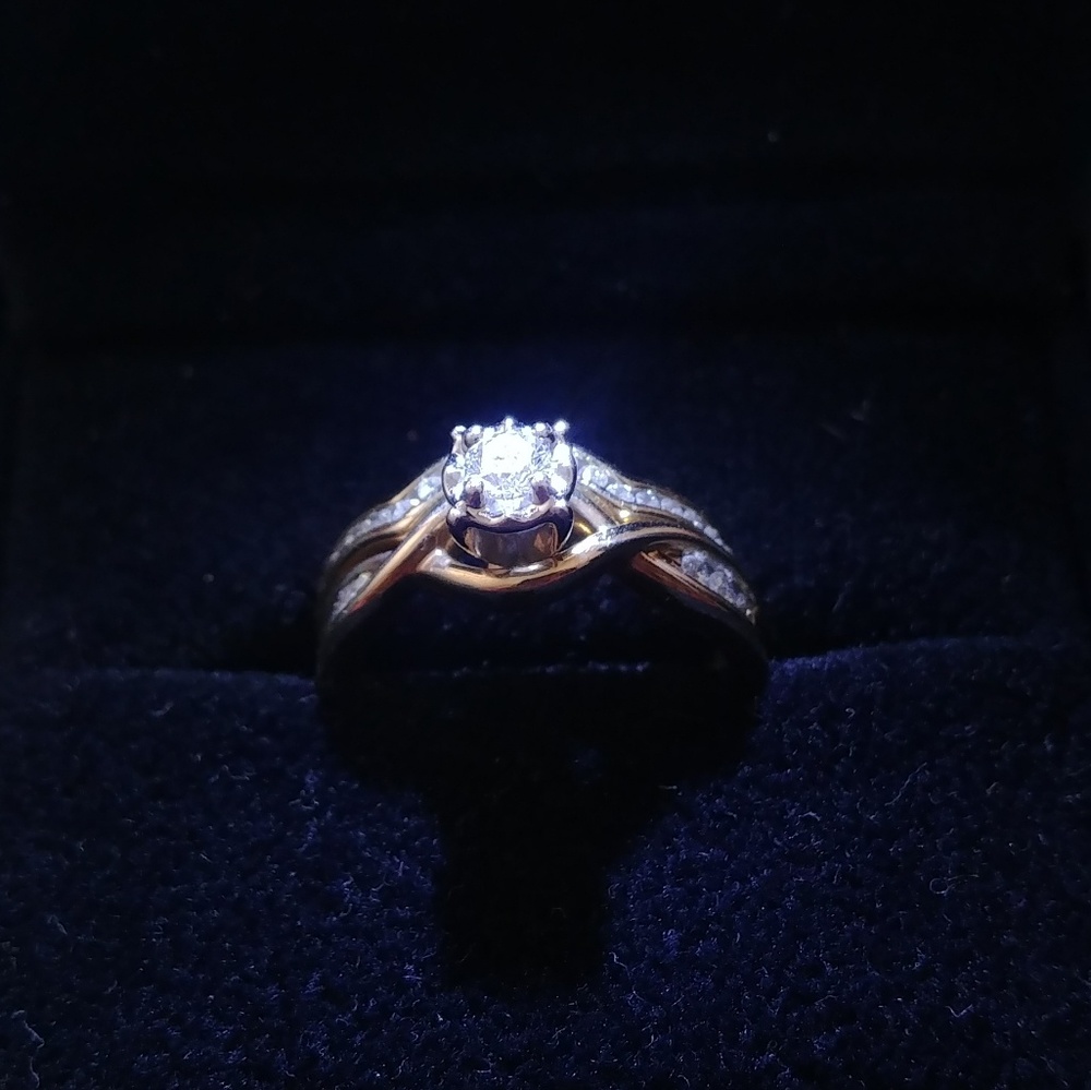 Cherish 10K Yellow Gold Diamond Wedding Set 1/3 ct